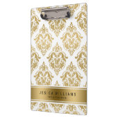 Elegantes geometrisches Muster aus Gold und Weiß Klemmbrett (Links)