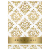 Elegantes geometrisches Muster aus Gold und Weiß Klemmbrett (Rückseite)