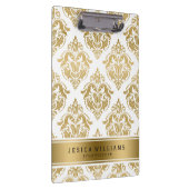 Elegantes geometrisches Muster aus Gold und Weiß Klemmbrett (Rechts)