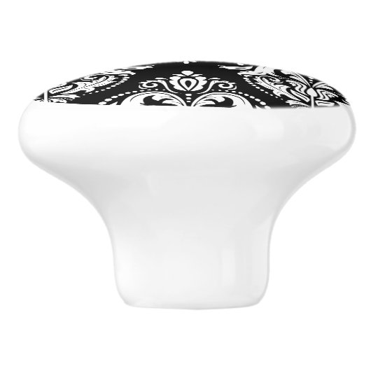 Elegantes geometrisches Muster aus schwarz-weiß-Da Keramikknauf (Seitenansicht)