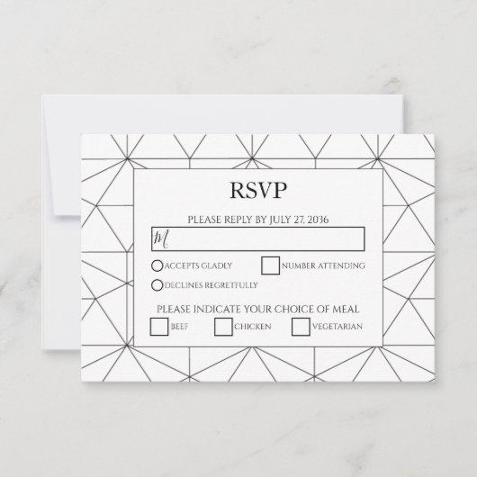 Elegantes geometrisches Muster für RSVP-Hochzeitka RSVP Karte (Vorderseite)