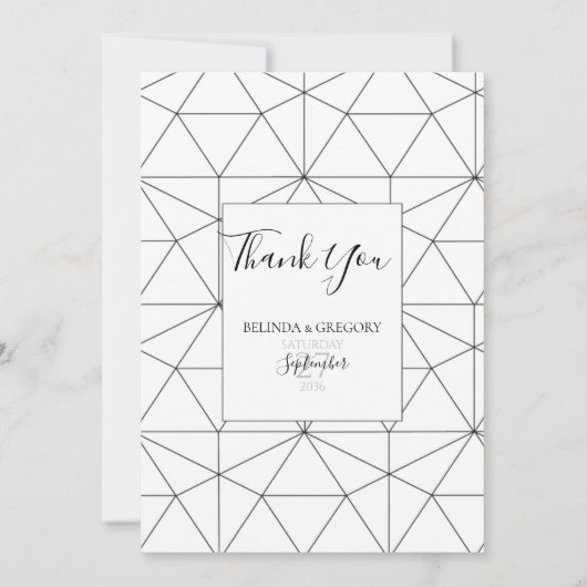 Elegantes geometrisches Muster Hochzeit Dankeschön Dankeskarte (Rückseite)