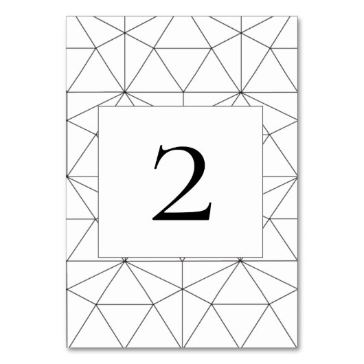 Elegantes geometrisches Muster Hochzeit Tischnummer (Vorderseite)