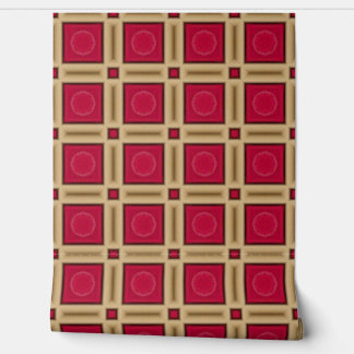 Elegantes geometrisches Muster in Rot und Gold Tapete