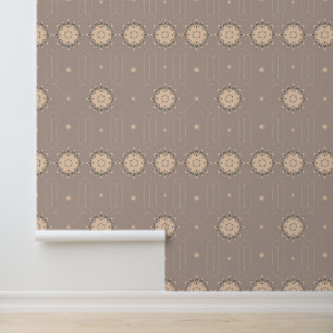 Elegantes geometrisches Muster in weichem Beige Tapete