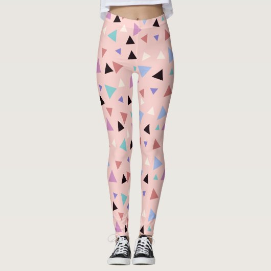 Elegantes geometrisches Muster rosa lila Minze sch Leggings (Vorderseite)