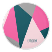 Elegantes geometrisches pastellfarbenes Rosa Smara Keramikknauf (Vorderseite)