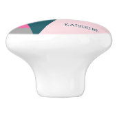 Elegantes geometrisches pastellfarbenes Rosa Smara Keramikknauf (Seitenansicht)