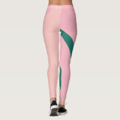 Elegantes geometrisches Pastellrosa-Pfirsichgrün Leggings (Rückseite)