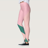 Elegantes geometrisches Pastellrosa-Pfirsichgrün Leggings (Links)