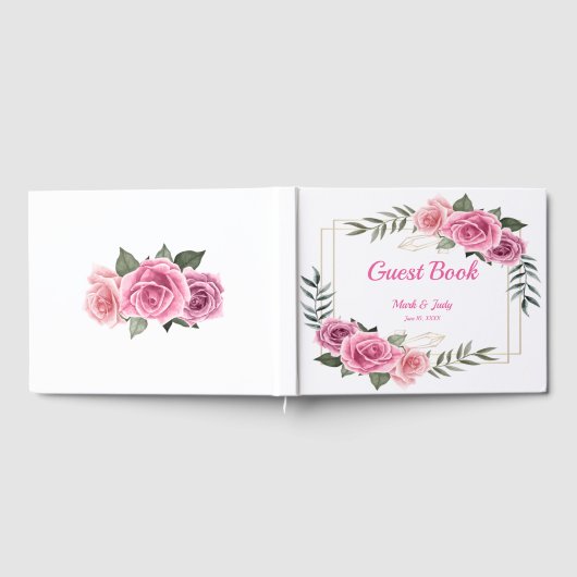 Elegantes geometrisches rosa Rose Wedding Guestboo Gästebuch (Voll)