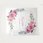 Elegantes geometrisches rosa Rosenhochzeitungs-Fot Wandteppich (Vorderseite (Horizontal))