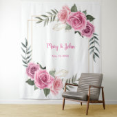 Elegantes geometrisches rosa Rosenhochzeitungs-Fot Wandteppich (Beispiel)