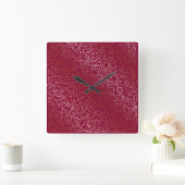 Elegantes geometrisches Rose Gold & Bordeaux Quadratische Wanduhr (Zuhause)