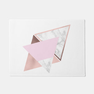 Elegantes geometrisches Rosengoldweißes Marmorros Fußmatte