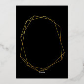 Elegantes geometrisches Schwarz & Gold Moderne Hoc Folieneinladung (Rückseite)