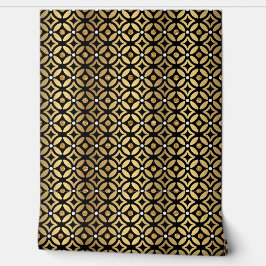 Elegantes geometrisches Schwarz-Gold-Muster Tapete