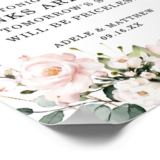 Elegantes geometrisches Shape Rosa Blush Open Bar  Poster (Ecke)