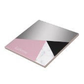 Elegantes geometrisches silbernes weißes rosa fliese (Seite)