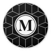 Elegantes geometrisches und mit Monogramm Muster Keramikknauf (Vorderseite)