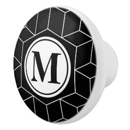 Elegantes geometrisches und mit Monogramm Muster Keramikknauf