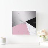 Elegantes geometrisches, weißes Marmor, rosa schwa Quadratische Wanduhr (Zuhause)