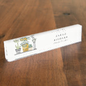 Elegantes gepolstertes Haus Pflanze Wasserfarben B Namensplakette (Seite)