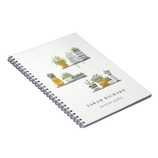 Elegantes gepolstertes Haus Pflanze Wasserfarben B Notizblock (Rechte Seite)