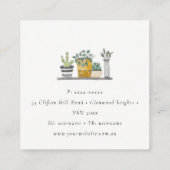 Elegantes gepolstertes Haus Pflanze Wasserfarben B Quadratische Visitenkarte (Rückseite)