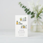 Elegantes gepolstertes Haus Pflanze Wasserfarben B Visitenkarte (Stehend Vorderseite)