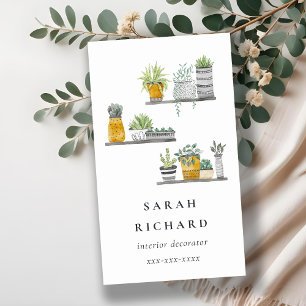 Elegantes gepolstertes Haus Pflanze Wasserfarben B Visitenkarte