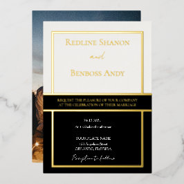 Elegantes gerahmtes Design in Elfenbein und Schwar Folieneinladung