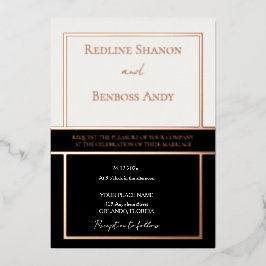 Elegantes gerahmtes Elfenbein- und Schwarz-Design  Folieneinladung