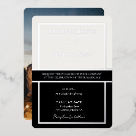 Elegantes gerahmtes Elfenbein- und Schwarz-Design Folieneinladung