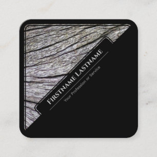 Elegantes, gerahmtes Holzkorn im Stil Schwarz Quadratische Visitenkarte