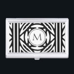 Elegantes Gerahmtes Monogramm Visitenkarten Etui<br><div class="desc">Geometrisches Muster,  Schwarzes Monogramm. Elegantes Design.</div>