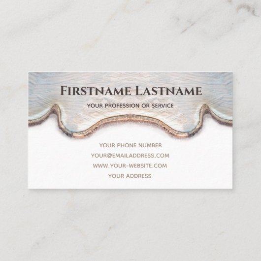 Elegantes Geschäft mit hellen Holzschmuckstücken i Visitenkarte (Rückseite)