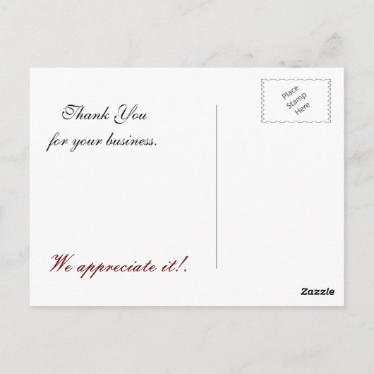 elegantes Geschäft mit roten Schneeflocken DankeYo Postkarte (Rückseite)