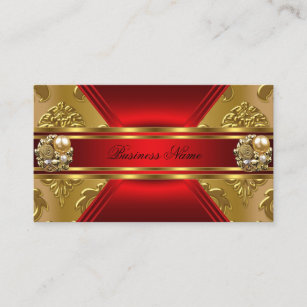 Elegantes Geschäfts-rotes Golddamast-Juwel Visitenkarte