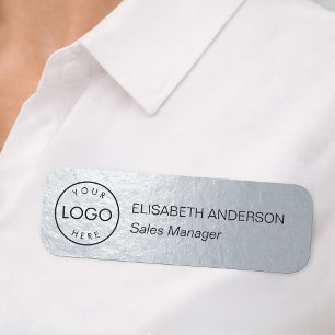 Elegantes Geschäftslogo-Mitarbeiter in Faux-Metall Namensschild