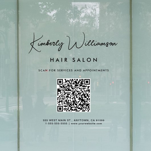 Elegantes Geschäftssignatur-Schrift-QR-Code Fensteraufkleber