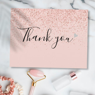 Elegantes Geschäftsskript Danke Rose Gold Postkarte