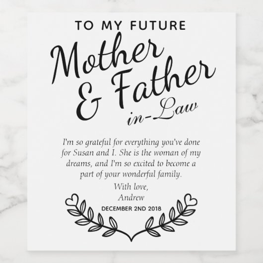 Elegantes Geschenk für benutzerdefinierte Schwarz- Weinetikett (Einzelnes Label)