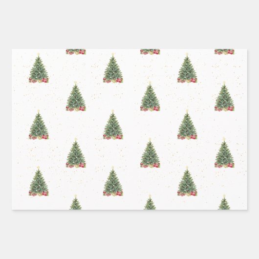 Elegantes Geschenk für grüne Weihnachtsbaummuster Geschenkpapier Set (Vorderseite 2)