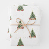 Elegantes Geschenk für grüne Weihnachtsbaummuster Geschenkpapier Set (Beispiel)