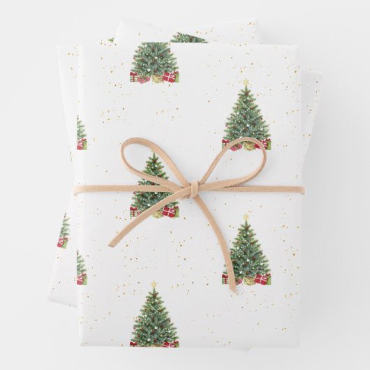 Elegantes Geschenk für grüne Weihnachtsbaummuster Geschenkpapier Set (Beispiel)