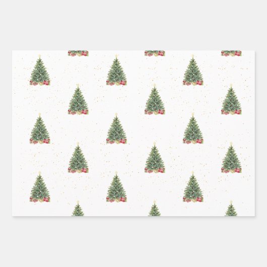 Elegantes Geschenk für grüne Weihnachtsbaummuster Geschenkpapier Set (Vorderseite)