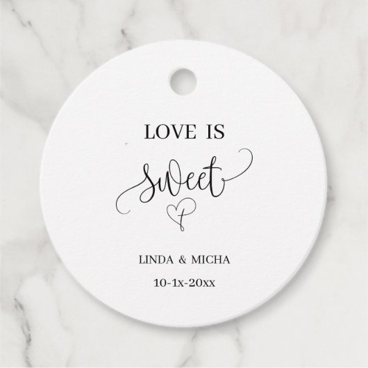 Elegantes Geschenk Liebe ist Gastgeschenk Hochzeit Geschenkanhänger (Vorderseite)