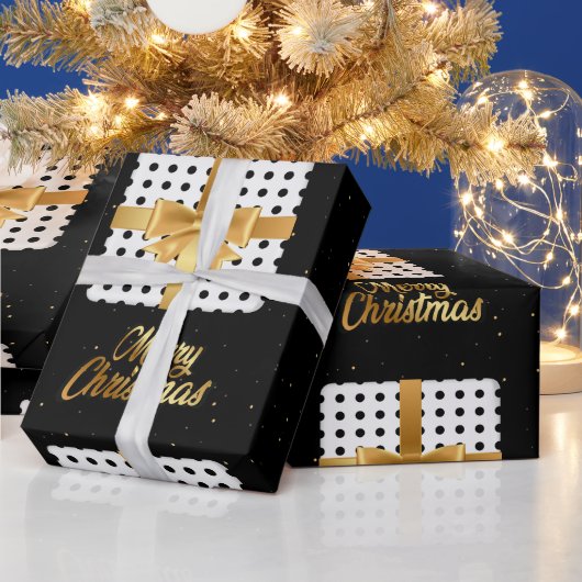 Elegantes Geschenk mit goldenen Schleifen und Polk Geschenkpapier (Feiertage)