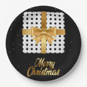 Elegantes Geschenk mit goldenen Schleifen und Polk Pappteller (Vorderseite)